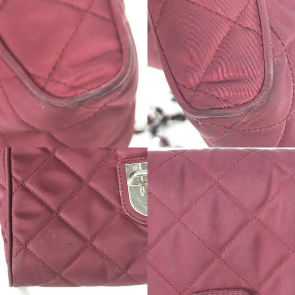 PRADA Impuntu Tessuto Quilted Nylon Chain Crossbody Bag Granato Shoulder Bag - Picture 11 of 16